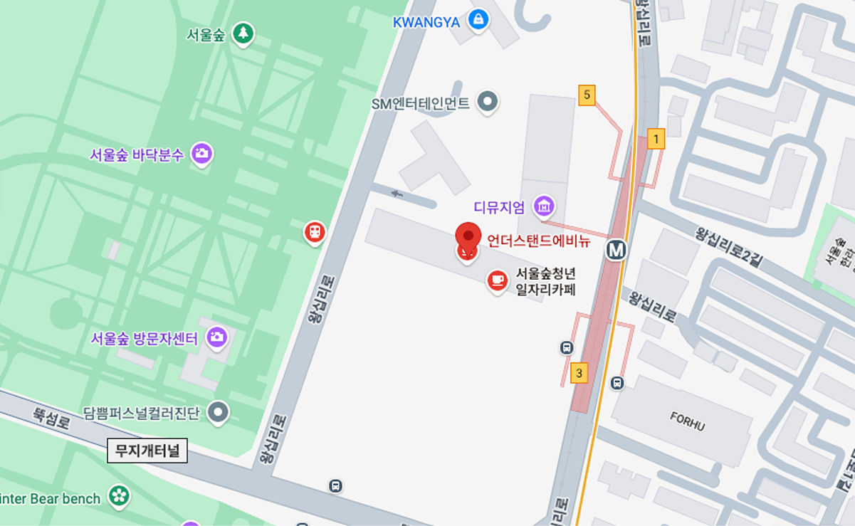 약도 이미지. 서울숲역 4번 출구에 위치하고 있다.